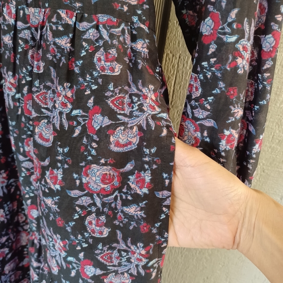 Xirena Annieka Midi Dress Size L Feminine Cotton Silk Pockets Long Sleeve Button - Picture 5 of 13